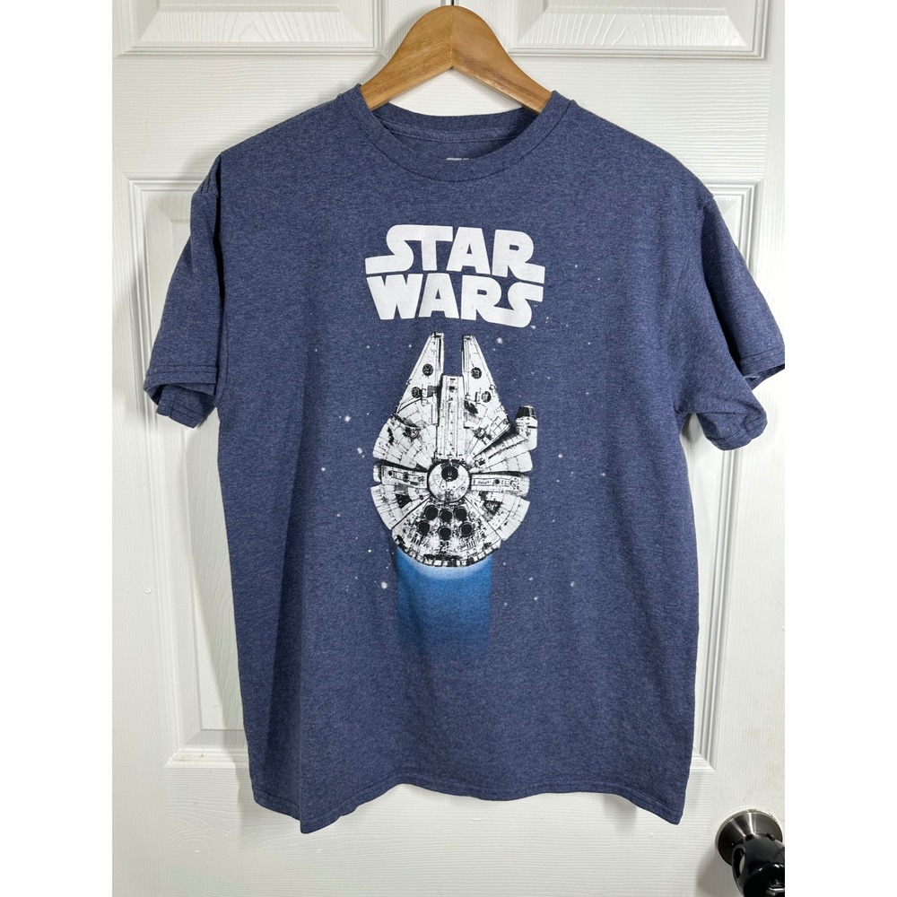 Mad Engine T-Shirt Women M‎ Blue Star Wars Millennium Falcon Graphic Tee Sci-Fi